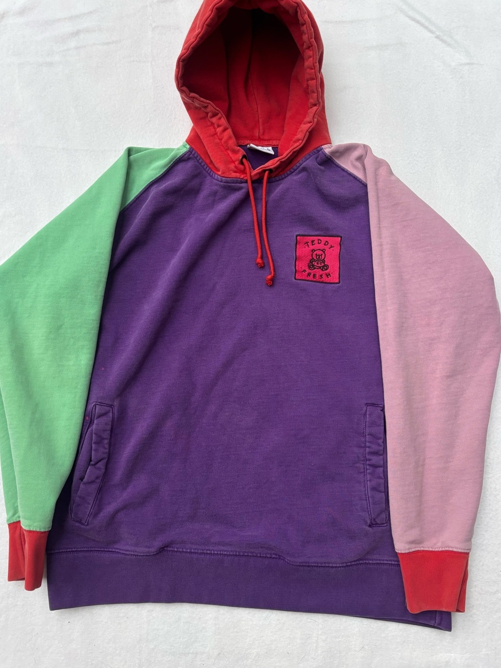 Teddy Fresh Purple Sweatshirt with Red Hood and Drawstrings